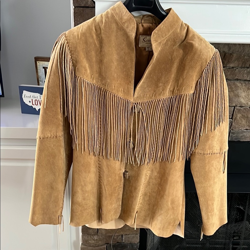 Scully Tan Leather Fringe Jacket